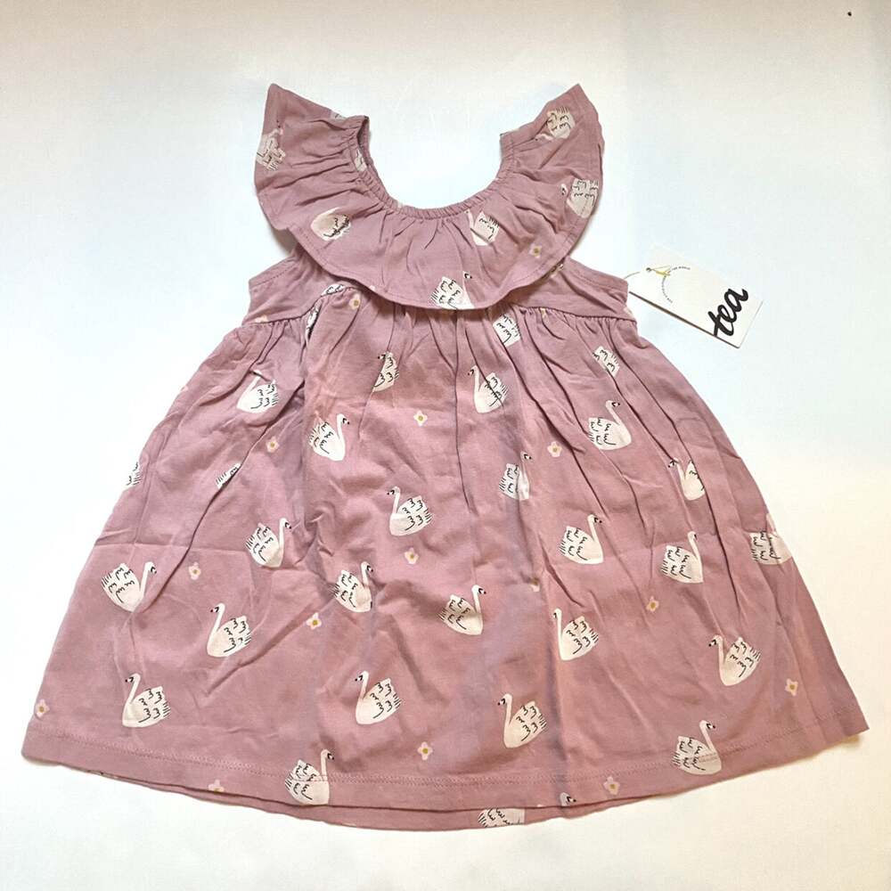 NEW Tea Collection Pink Swan Ruffle Dress - Picture 2 of 3